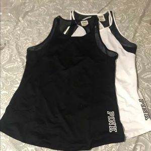2 victoria’s secret PINK open back mesh tank